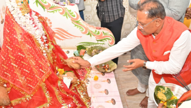 बसंत पंचमी पर्व पर मुख्यमंत्री  साय मां शारदा धाम पहुंचे